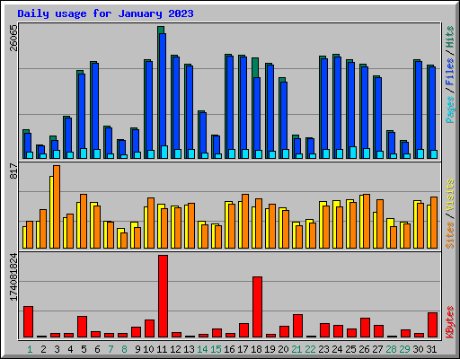 Daily usage for January 2023